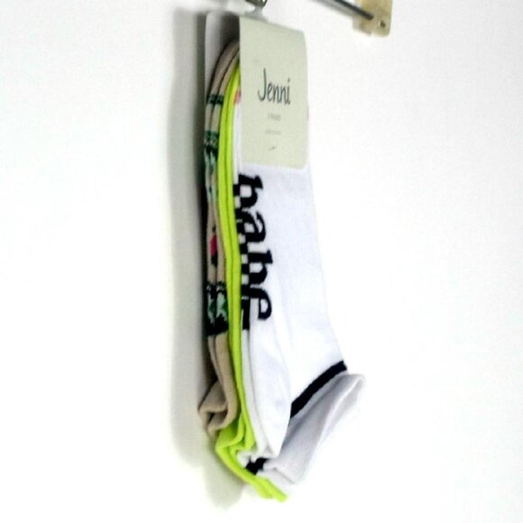 BIN 3 pr Jenni Cotton Blend Low-Cut Socks Palm Neon New - Picture 4 of 5